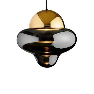 Immagine di DESIGN BY US Lampada a sospensione LED Nutty XL, grigio fumo/oro, Ø 30 cm