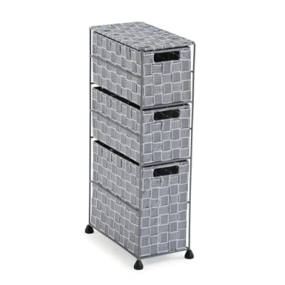 Immagine di VERSA Nilo Mobile Ausiliario per Il Bagno, Scaffale da Bagno con 3 Ceste la Conservazione, Dimensioni (al x L An) 57 15,5 28 cm, Plastica Testurizzata, Grigio