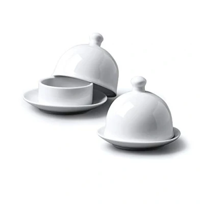 Immagine di WM Bartleet &amp; Sons 1750 TSET33 Set di 2 Ciotole Tradizionali in Porcellana, con Coperchio, 9 cm, Colore: Bianco
