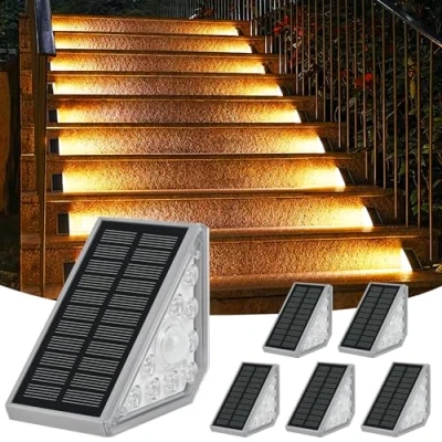 Immagine di Weinsamkeit Lampioni Solari da Esterno con Sensore di Movimento, Set 6 Luci per Scale Esterne 1200mAh/3000K Bianco Caldo/IP65, Luce Solare Giardino Passaggi, Scale, Sentieri