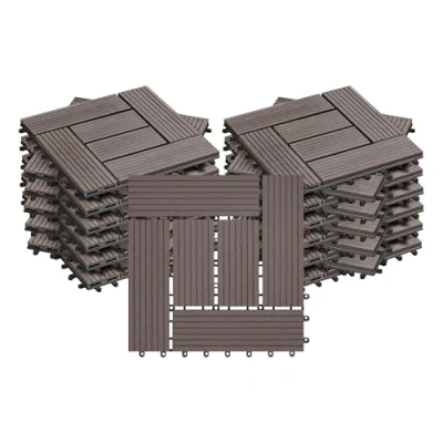 Immagine di WOLTU GTF004an 2 Pavimenti da Esterno Balcone/Giardino/Terrazza Piastrelle ad Incastro in WPC, Legno Composito Antracite (22 Pannelli / m²)