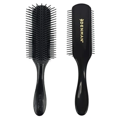 Immagine di Denman Curly Hair Brush D4 (All Black) 9 Row Styling For Styling, Smoothing Longer and Defining Curls Women Men