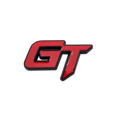 Immagine di Logo GT in metallo cromato per auto, emblema 3D di alta qualità, adesivo Grand Tourer (nero e rosso)