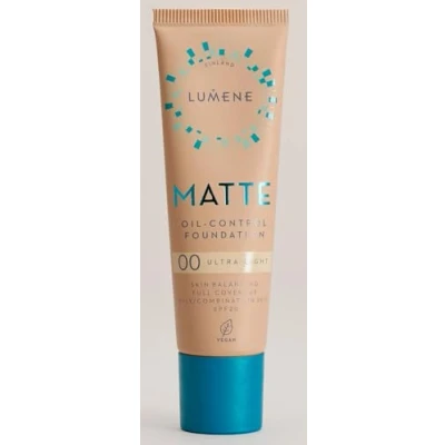 Immagine di Lumene Matt Control Fondotinta senza olio per pelli grasse e miste, copertura completa, con Arctic Cloudberry, 30 ml (00 Ultra Light SPF20)