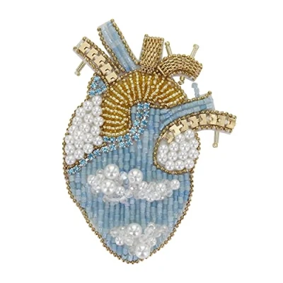 Immagine di toppe a forma di cuore in rilievo con corona e da cucire per spille, vestiti decorati cucito, fai te, 2 pezzi (F)