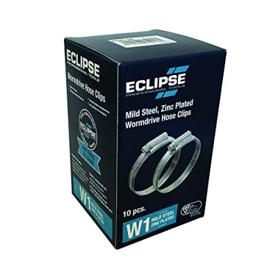 Immagine di Eclipse Professional Tools ECW1 2A W1 Scatola da 10 fascette stringitubo in acciaio zincato con vite senza fine 35 50 mm (1 ⅜&quot; 1 ¾&quot;)