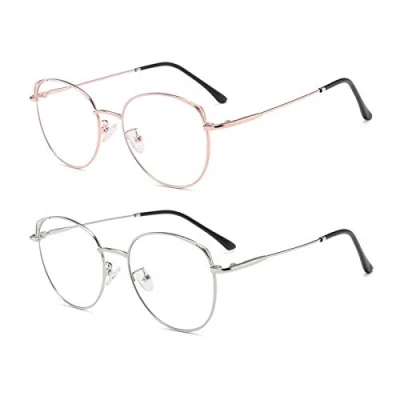 Immagine di Dollger Occhiali con Filtro Luce Blu Anti per Computer Occhi Gatto Montatura Metallo Pc Gaming Blocco uv Donna RosaOro + Argento
