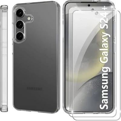Immagine di S.E per Samsung Galaxy S24+ pellicola protettiva Set di 2 pellicole in Germania, facile da installare, senza polvere e bolle, TPU S24 Plus, schermo completo, 100% trasparente HD