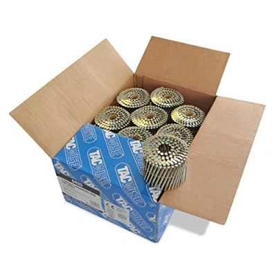 Immagine di Tacwise 0433 Chiodi Galvanizzati in Bobina Piatta Tipo 3,1 / 90 mm, Punta a Diamante, Annellati e Inclinati di 16, Fascicolati con fil ferro, Confezione da 4000