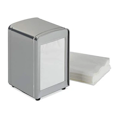 Immagine di relaxdays Portatovaglioli da Bar, retrò, Salviette Piccole, per Gelaterie, caffè, Bistro, HxLxP: 15x9,5x11, Argento, Acciaio