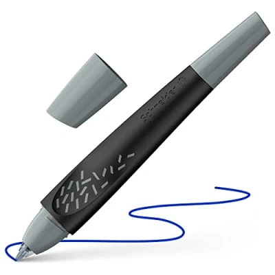 Immagine di Schneider Breeze Penna a sfera in plastica riciclata, premiato conL&#039;angelo blu, inchiostro blu royal, cancellabile nero e grigio