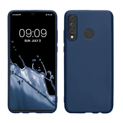 Immagine di kwmobile Custodia Compatibile con Huawei P30 Lite Cover Back Case Morbida Protezione in Silicone TPU Effetto metallizzato blu