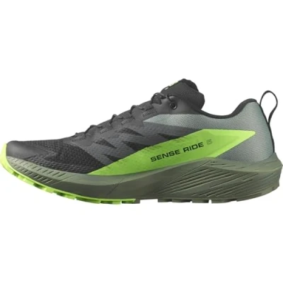 Immagine di Salomon Sense RIDE 5 Scarpe da trail running, Uomo, Taglia: 41 1/3, Black/laurel wreath/green gecko Tessuto / sintetico