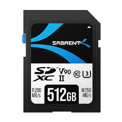 Immagine di SABRENT Scheda SD 512GB v90, SDXC Card UHS II, Memoria U3, Memory con R280MB/s W250MB/s (SD TL90 512GB)
