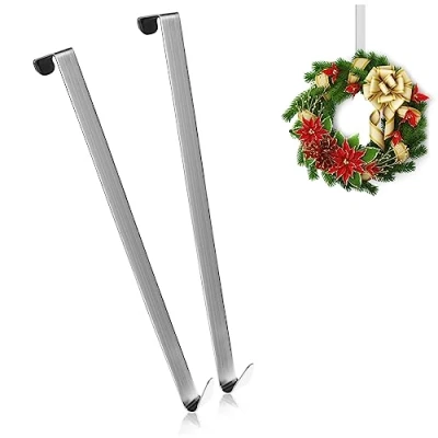 Immagine di com four® 2x ganci per porte in acciaio inossidabile da 27 cm ghirlande e decorazioni esterne dell&#039;appartamento appendiabiti appendere