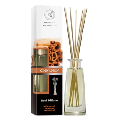 Immagine di Diffusore di Profumo per Ambiente Cannella 100ml con 10 Bastoncini Bambu Olio Essenziale Naturale Fragranza Intensa e Duratura Senza Alcool Aromaterapia