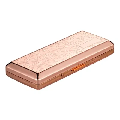 Immagine di Portasigarette in metallo signore e signori, clip a molla bifacciale portatile, contiene fino 10 pacchetti di sigarette da 100, per auto riempite (10pcs 100&#039;s, Vitigno Rose gold)