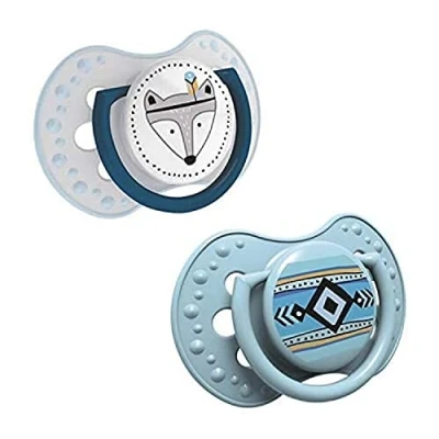 Immagine di LOVI Ciuccio 3 6 Mesi, Succhietti Bimba con Tettarella in Silicone, Suggerimento dinamico, Collezione Indian Summer, 2 pezzi, Blu