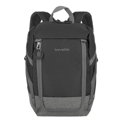 Immagine di travelite zaino bagaglio a mano per il viaggio, tempo libero e lo sport, serie di valigie BASICS Daypack: da viaggio compatto, 35 cm, 14 litri, colore nero/grigio