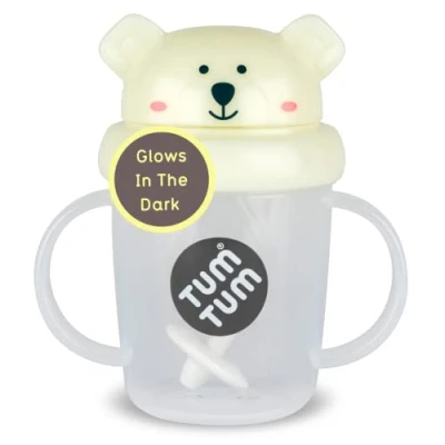 Immagine di TUM Tippy Up Tazza con beccuccio a flusso libero (senza valvola), per bambini, 200 ml, senza BPA (orso polare pete)
