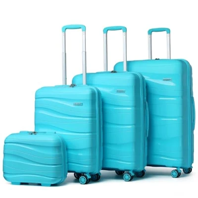 Immagine di KONO Set di 4 Valigie Rigida 35,5/56/65/75cm Polipropilene Valigia Trolley con TSA Lucchetto e Ruote (Azzurro)