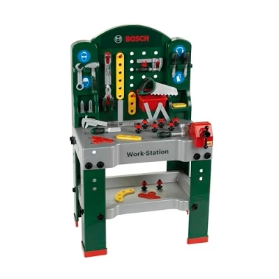 Immagine di Theo Klein Work Station Bosch 44 Pezzi Banco da Lavoro incl, Piano di con Funzione apprendimento Dimensioni 61 cm x 44,5 101 Giocattolo per Bambini a Partire dai 3 Anni età