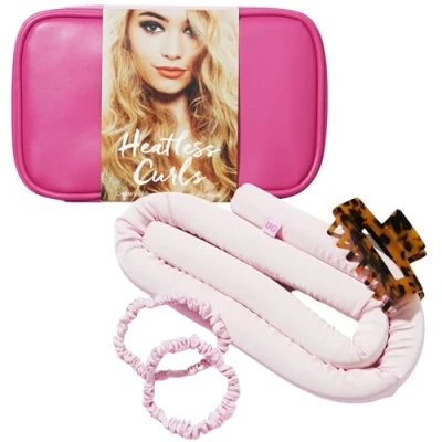 Immagine di Umberto Giannini Fascia per capelli ricci senza calore, include elastici in seta vegana e clip a forma di artiglio tartarugata. Accessori corti lunghi da indossare durante la notte.