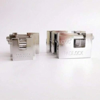 Immagine di Vogueing lucchetto in acciaio inox, resistente, anti furto, dimensioni da 40 mm a 100 mm, di sicurezza con 3 chiavi per spedizione, magazzini, garage, camion (1 pezzo), argento