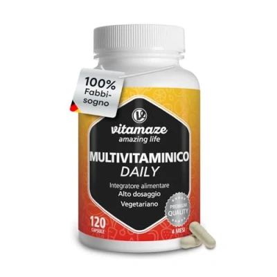 Immagine di Multivitaminico Completo Capsule ad Alto Dosaggio, Vitamine A, B, C, D, E, K, 120 Vegetariano per 4 Mesi, senza Iodo, Integratore Alimentare Additivi non Necessari