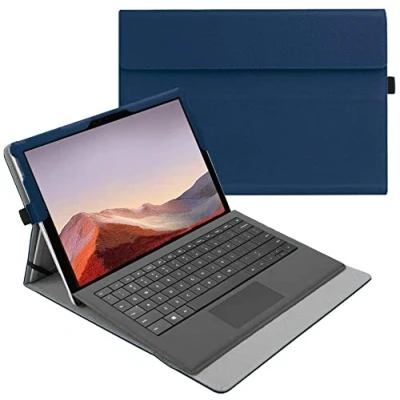Immagine di FINTIE Custodia per Microsoft Surface Pro 7+/ 7/ 6/ 5/ 4/ 3 12,3 Pollici, [Multi angli] Slim Fit Folio Case Cover, Compatibile con Type Cover Keyboard, Blu