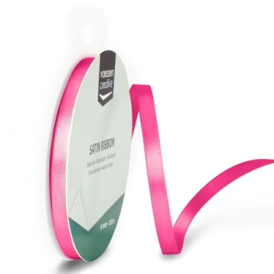 Immagine di Iris Ohyama Ribbon Lyon Wired Nastro di Raso, Rosa, 6 mm x 10 m