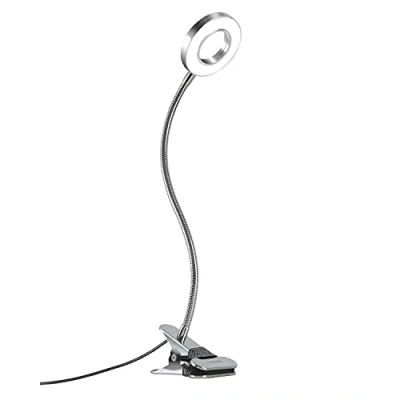Immagine di EYOCEAN Lampada da Scrivania con Pinza, Lampade USB, a Collo di Cigno 360 Flessibile, 3 Modalità Colore e 10 Dimmerabili luce lettura, Adattatore Incluso 7W,per Lettura/Studio/Ufficio