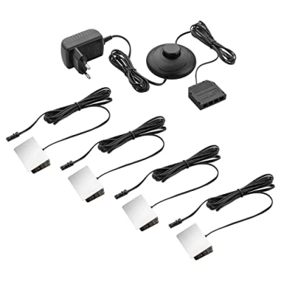 Immagine di SEBSON® Luci LED Vetrina Illuminazione a Mensole in Vetro per Vetrinetta, Armadio, Scaffale Set di 4 Clips Bianco Caldo incl. Alimentatore 12V con Interruttore