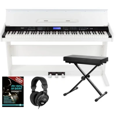 Immagine di FunKey DP 88 II Pianoforte digitale bianco, set con panchetta, cuffie e guida (tedesco)