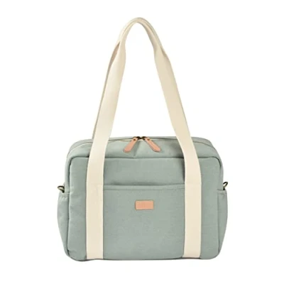 Immagine di BÉABA, Borsa per pannolini Bambini, diversi Scomparti, 10 tasche, Cerniera trolley valigie, Tracolla, termica, fasciatoio, Idrorepellente, Contenitore 16L, Parigi, verde salvia