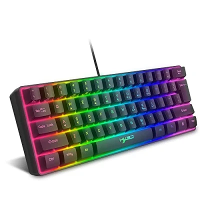 Immagine di 60% Tastiera da gioco RGB cablata, 61 tasti mini portatile compatta con 11 Chroma retroilluminato, ABS Floating Keycap, Full Anti ghosting, USB Office/Game Sensazione meccanica