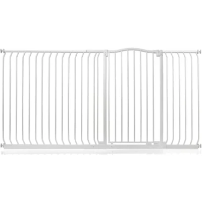 Immagine di Safetots Cancelletto di Sicurezza Extra Alto con Parte Superiore Incurvata, 198cm 207cm, Bianco Opaco, 100cm Altezza, Montaggio a Pressione per Scale, Barriera