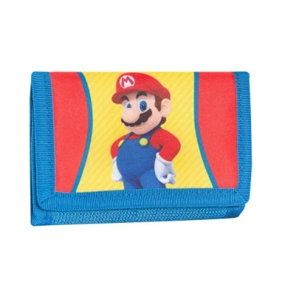 Immagine di Super MARIO Portafoglio Ufficiale Mario, con Pratica Chiusura in Velcro, Tasca Esterna e Scomparti Interni, Idea Regalo Bambini Ragazzi, Blu Rosso Giallo