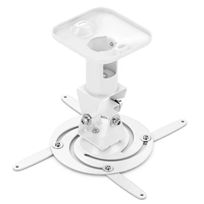 Immagine di deleyCON Universal Beamer Supporto per Proiettore a Soffitto + 25 Inclinabile 360 Orientabile Resistente Fino 15kg 215mm Bianco
