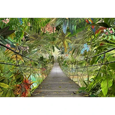 Immagine di Komar WTD 3D 8 977 Carta da parati con motivo Wild Bridge, 368 x 254 cm, colore: Verde