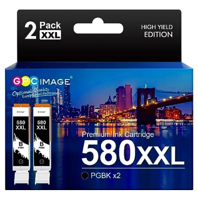 Immagine di GPC Image Compatibili Cartucce d&#039;inchiostro Sostituzione per Canon 580 PGI 580XXL Pixma TR7550 TR8550 TS6150 TS6151 TS6250 TS8150 TS8151 TS8250 TS9150 (PGBK, 2 Pack)