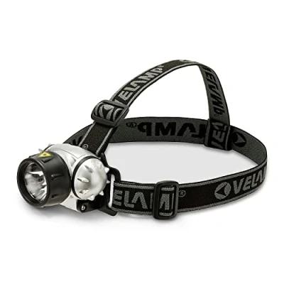 Immagine di Doctorlight Frontale 40 Lumen (1W), orientabile. Luce 100%, 50% e Flash. Banda Elastica con Rinforzo Centrale. Ideale per l&#039;esterno, Grigio