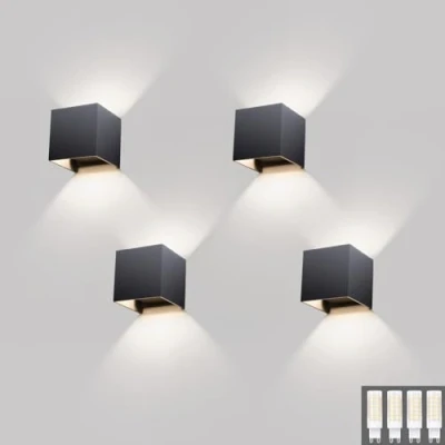 Immagine di Klighten 4 Pezzi Lampada da Parete Esterno/Interno Moderno Up Down, Applique 9W con Lampadina G9 Sostituibile, Esterno IP54 Impermeabile, Bianco Neutro 4000K, Antracite Ral 7016