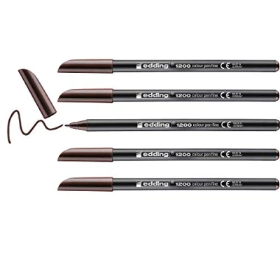Immagine di Edding E 1200 Set di 5 pennarelli per colorare A punta conica 0,5 1 mm Marrone scuro