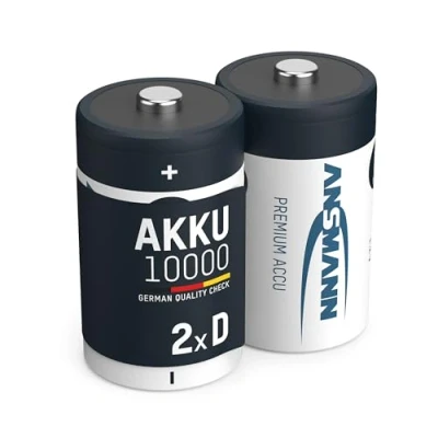 Immagine di ANSMANN 2x Batterie ricaricabili stilo Mono D Tipo 10000 (min. 9300 mAh) 1,2V NiMH Pila a ricarica veloce fino 1000 cicli di eco friendly