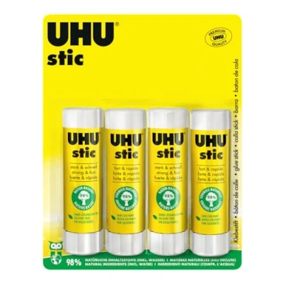 Immagine di UHU Stic colla per bambini, sicura da usare i lavoretti, adatta la scuola, l&#039;ufficio, l&#039;università 4 x 40 g