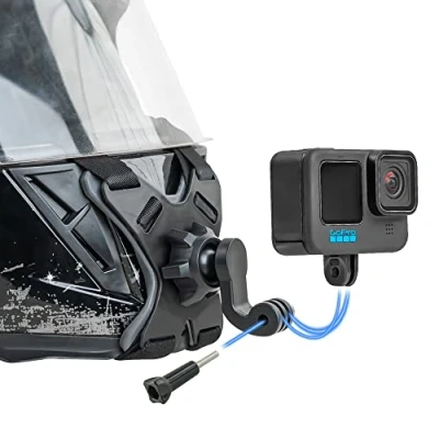 Immagine di SUREWO Supporto per cinturino del mento casco da moto compatibile con GoPro Hero 13,12,11, 10, 9, 8, 7, (2018), 6 5, DJI Osmo Action 5 Pro/4/3, SJCAM e la maggior parte delle videocamere d&#039;azione
