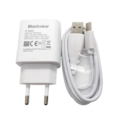 Immagine di Blackview Adattatore di ricarica, caricatore rapido da 18 W, compatibile con BV9000 Pro, BV6800 cavo USB Type C incluso