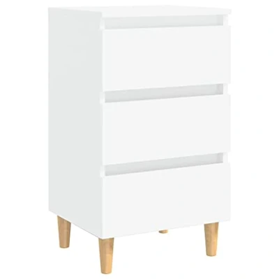 Immagine di vidaXL Comodino con Gambe in Legno Massello Bianco 40x35x69 cm
