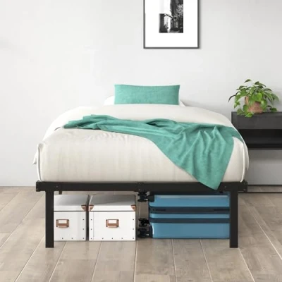 Immagine di Zinus Caleb letto 120x190 cm Struttura 36 di Altezza con contenitore sotto il a piattaforma in metallo pieghevole Nero